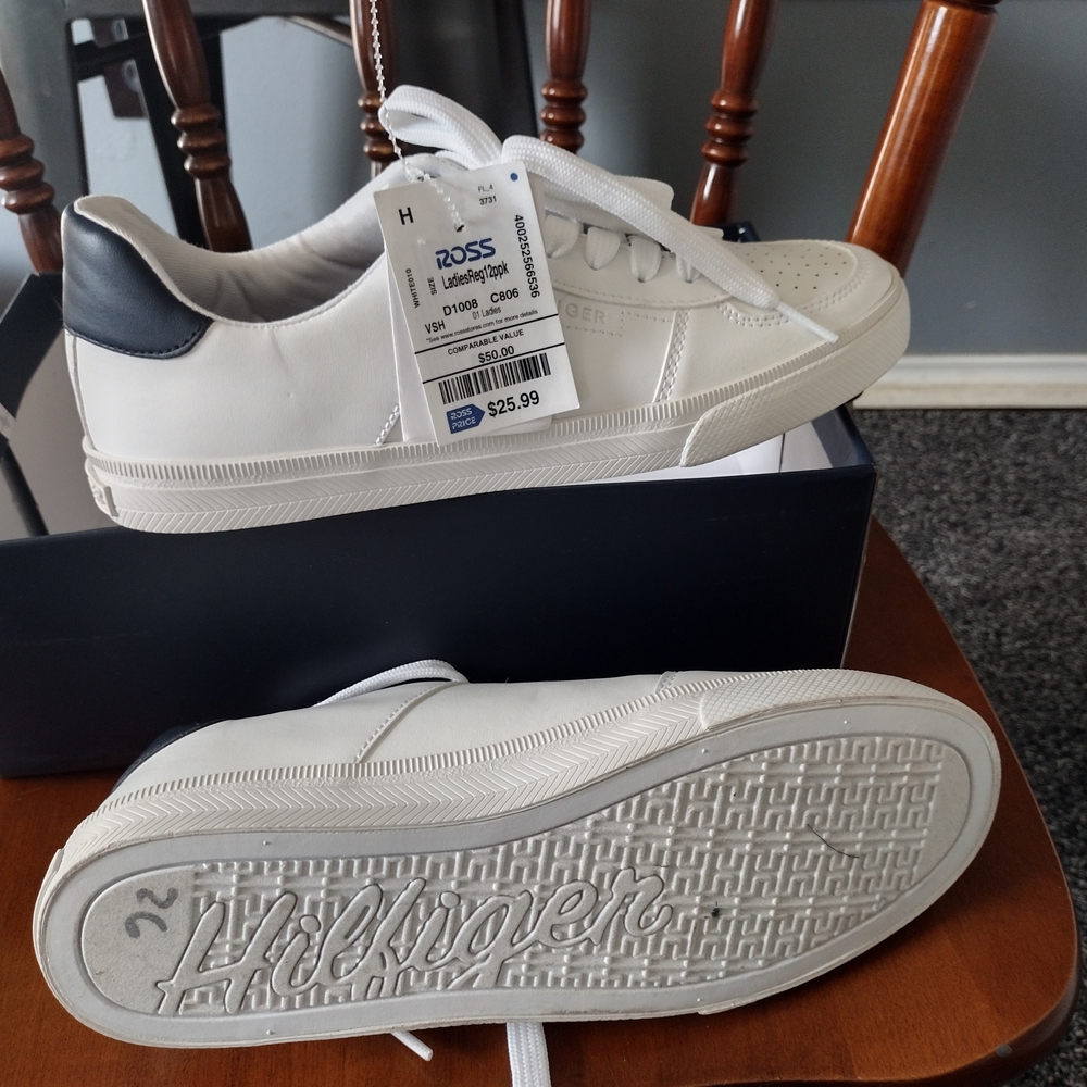 Tommy Hilfiger White and Navy Sneakers